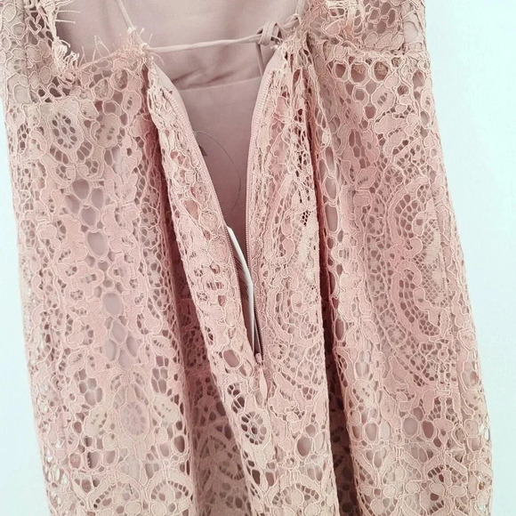 ASOS DESIGN Petite Square Neck Pencil Sheath Midi Lace Blush Pink Dress 0 XS NWT - Picture 9 of 14